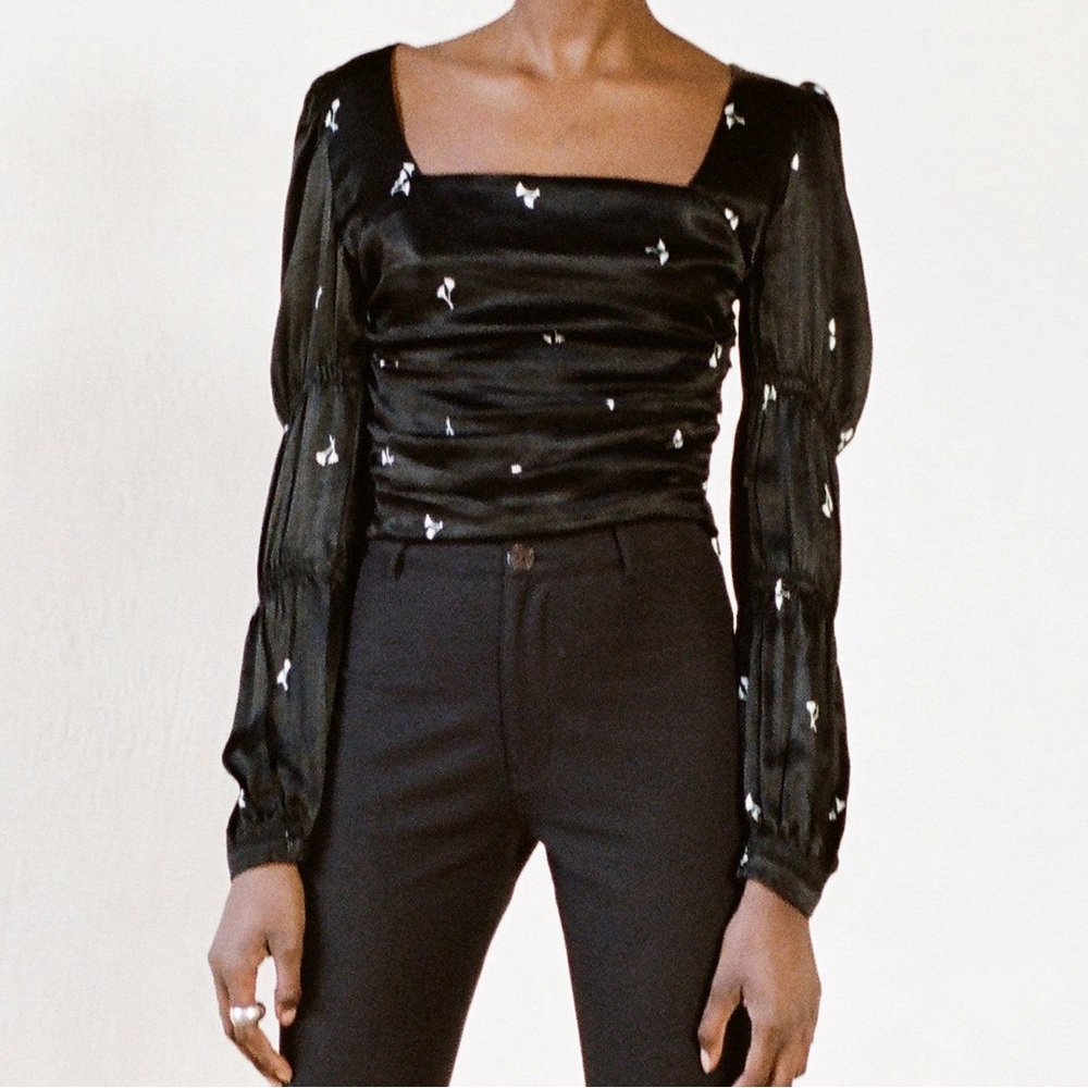 Stanley Black Blouse with Flowers